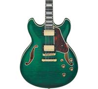Ibanez AS93FM Artcore Expressionist - Chitarra elettrica a 6 corde, per destrorsi, corpo in acero fiammato e tastiera in ebano macassar, colore: verde muschio trasparente