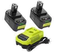 Ibanti 2X P108 18V 5.0Ah sostituzione per Ryobi Batteria BCL1418H 3A per Ryobi 9.6V -18V Caricatore P108 P107 P105 P100 P101 RB18L40 RB18L50 Batteria con indicatore LED