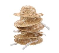 ibasenice 10 Mini Cappelli Paglia per Bambole Handwoven con Cinturino Sottogola Accessori Resistenti in Bambù per Decorazioni e Progetti DIY Casa delle Bambole