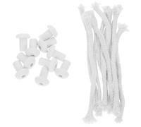 ibasenice 10 Set Stoppino in Cotone Bianco per Lampada a Olio e Tiki Torce | Ricambio Supporto Ceramico, Fiamma Stabile e Luminosa, Uso in Campeggio e Laboratorio