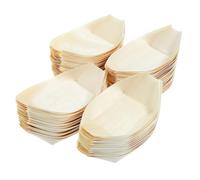 ibasenice 100 Pezzi Barchette Monouso in Legno Sintetico a Forma di Piccola Barca, Piatti Creativi e Usa e Getta per Sushi, Snack e Dessert