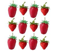 ibasenice 12 Pezzi Ornamenti Simulati di Fragole Fruits Basket Decorazione Dessert Fragola Decorazione di Frutti Artificiali Decorazioni di Fragole Frutti realistici plastica Rosso