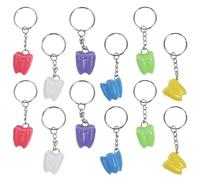 ibasenice 12 Pezzi Portachiavi Dente Contenitore per Denti da Latte in Plastica e Lega, Materiale Sicuro, Facile da Ordinare, Design Giocoso e Colorato, per Viaggi e Rituali Familiari