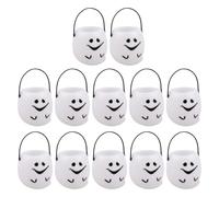 ibasenice 12 Pezzi Secchio di Halloween Bianco a Forma in Plastica Riutilizzabile Grande Capacità, Porta Caramelle per Feste di Halloween al Chiuso