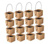 ibasenice 16 set Mini Vasi Quadrati per Piante con Sacchetti di Carta Kraft Impermeabili Piccoli Vasi per Resistenti per Interni Scrivania Davanzale e Ufficio
