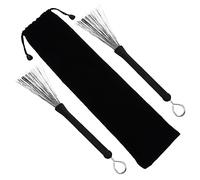 ibasenice 1paio Retractable Drum Brushes Stainless Steel with Comfortable Grip and Drawstring Bag for Jazz Drums and Easy Storage