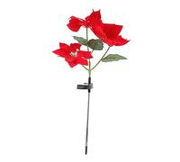 ibasenice 1pezzi Luce di Natale Solare da Esterno Lampada Decorativa da Giardino Fiore Rossa per Cortile Vialetto Patio Veranda Giardino Esterno