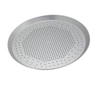 ibasenice 1pezzi Teglia per Pizza Rotonda Forata in Inox Spazzolato Vassoio Multiuso per Pane Formaggi e Antipasti Resistente e Facile da Pulire per Cucina e Ricevimento