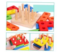ibasenice 1Set Educativo Legno Puzzle Geometrico Impilabile Didattico con Grandi per Sviluppo e Coordinazione Occhio Mano