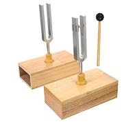 ibasenice 1set Tuning Fork Legno Con Martello Strumenti Per Esperimenti Acustici Fisici Per Insegnamento e Relax Produzione Di Suoni Purificati e Melodiosi