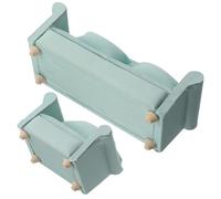 ibasenice 2 Mini in Legno con Cuscini Verdi per Casa delle Mobili Vintage per Camera da Letto Poltrone e Sofa in Tessuto per Decorazione Miniatura