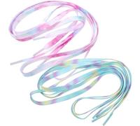 ibasenice 2 Paia Lacci per Scarpe Colorati Sfumati 120 Cm, Stringhe Piatte per Scarpe Sportive e Casual, Lacci Elastici Resistenti Multiuso Effetto Tie-dye, Accessori per Colore Casuale