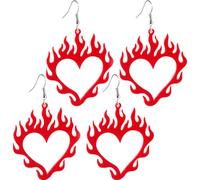ibasenice 2 Paia Orecchini Pendenti Cuore e Fiamma in Acrilico Colorato Orecchini Moda Donna Eleganti e Leggeri Gioielli Regalo per la Festa degli Innamorati e Feste