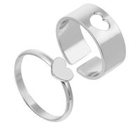 ibasenice 2 pezzi Anelli Eleganti in Argento con Cuore Design Chic e Comfort Regali Romantici per Fidanzati e Amanti