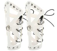 ibasenice 2 Pezzi Braccialetti da Polso in Pelle Bianca Punk per Cosplay e Rievocazioni Storiche Protezioni per le Braccia Vintage per Festival e Abbigliamento Gotico Maschile