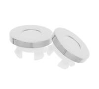 ibasenice 2 Pezzi Copertura per Troppo Pieno Lavabo Rotonda in Rame e Plastico Argento, Facile Installazione e Manutenzione per Accessori Bagno Moderni in Casa