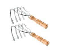 ibasenice 2 Pezzi Dig Clam Rake frutti di mare Spiaggia mollusco Digger di conchiglie rastrello per vongole rastrello con manico Strumenti di pesce piccolo rastrello Di legno Argento