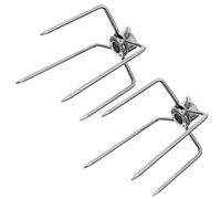 ibasenice 2 Pezzi Forchetta Da Barbecue Rosticceria Carne Girarrosto a Carbone Spiedini Per Grigliare Cucinando Forks Griglia Per Barbecue Acciaio Inossidabile Silver