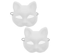 ibasenice 2 Pezzi Maschera Gatto Bianca in Pvc Rete per Occhi, Maschera Fai da Te per Festa e Performance, Versatile per Coltivare Creatività