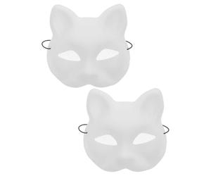 ibasenice 2 Pezzi Maschera Gatto Bianca in Pvc Rete per Occhi, Maschera Fai da Te per Festa e Performance, Versatile per Coltivare Creatività