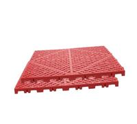ibasenice 2 Pezzi Piastrelle Plastica Incastrabili per Drenaggio Tappeto Utility Sicuro per Officina e Lavaggio Auto Pannello Quadrata Rosso