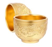 ibasenice 2 Pezzi Tazza da Tè Retrò in Rame Stile Antico, Portatile e | Finitura Oro, Costruzione Solida in Rame, Facile da Pulire, Aspetto Classico ed Elegante