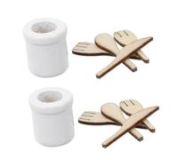 ibasenice 2 Set Di Spatola In Legno Coltello E Forchetta Utensili Da Portata Giocattoli Per Posate Spatola Coltello In Miniatura Per Casa Spatola Coltello Accessorio Per