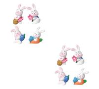 ibasenice 2 Set Miniature Rabbit Figurines Decorazioni Per Cake E Statuette Creative Per Compleanno E Rabbit Year 4 Pezzi*2