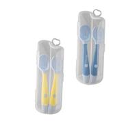 ibasenice 2 set per Cucchiaio Flessibile Apprendimento Materiale e Design Ergonomico per Sviluppare La Corretta Alimentazione Colori e Giallo Rock