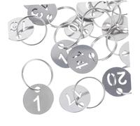 ibasenice 20 pezzi Targhette Numerate in Acciaio con Anelli Etichette Id Rotonde per Chiavi Armadietti Valigie Uso Domestico e Ufficio