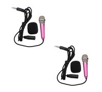 ibasenice 2pezzi Mini Microfono Portatile k Song Per Smartphone e Pc Microfono Maneggevole Con Cavo Per Registrazioni e Chat Online Suono Dinamico e Leggero Colore Rosa Con Cavi Di Colore