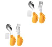 ibasenice 2sets Posate Per Ragazzo Ragazza e Inossidabile Utensili Per Svezzamento Adorabili e Resilienti Con Design Ergonomico Include Cucchiaio e Forchetta Sicuro Per Calda e Microonde