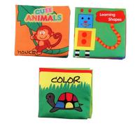 ibasenice 3 Libri di Stoffa per Ragazzo Ragazza Giocattoli Educativi di Apprendimento Precoce Libri di Storie Morbidi e Lavabili per Sviluppo Sensoriale Riconoscimento Animali Colori e