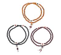 ibasenice 3 pezzi Bracciale in Legno Perle Design Multicircolare per Meditazione e Preghiera Braccialetto Devozionale Flessibile e Delicato per Uomo e Donna