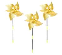 ibasenice 3 Pezzi Girandola Antiuccelli da Giardino in Pet Oro Riflettente | Balcone, Orto e Prato, Effetto Decorativo Festivo, Azionata dal Vento, per Coltivatori e Fattorie