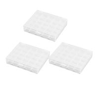 ibasenice 3 scatole Porta-rocchetti Trasparenti vuote - 25 Scomparti, Custodia Organizer in plastica per rocchetti - 4,7x3,9x1,1 Pollici, Contenitore per Cucito e Artigianato per Macchina da Cucire