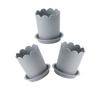 ibasenice 3 Set Vaso di Fiori Rosa vasi Rotondi fioriere Piccoli vasi per Piante da Alto all'aperto plastica del Vaso di Fiori Vaso per piantare piantatrici Grey