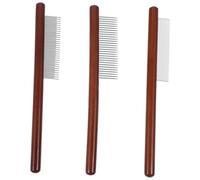 ibasenice 3pezzi Pettine Per Toelettatura in Legno Con Denti in Inossidabile Pettine Per Anti-lacrime Compatto Per Quotidiano Per Cane Resistente All Usura