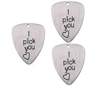 ibasenice 3pezzi Plettro Per Chitarra Acciaio Titanio Inciso i Pick You Accessorio Musicale Per Chitarra e Basso Design Unico e Resistente Come Ciondolo e Per Musicisti