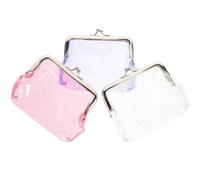 ibasenice 3pezzi Portamonete Trasparente con Chiusura Scatto Portafoglio Piccolo e Portatile per Donna e Ragazza Custodia per Monete Chiavi e Carte Design Brillante e Colorato Bianco Rosa