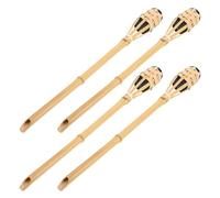 ibasenice 4 Pezzi Fiaccole da Esterno in Bambù Beige Fiamma Decorativa, Facili da Installare, per Giardino e Feste Estive All'aperto Atmosfera Romantica