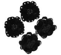 ibasenice 4 Pezzi Rete Copri Chignon in Poliestere Nero con Pietre Decorative, Set da 4, Accessori per Chioma per Donne e Danzatrici da Ballo