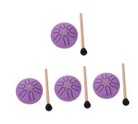 ibasenice 4 Set tamburo etereo strumento musicale bambini tamburello percussioni strumento a percussione mini tamburo per lingua in acciaio tamburo a mano diamante di titanio Viola,porpora