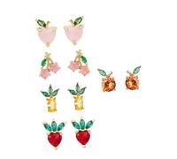 ibasenice 5 paia Orecchini Donna in Argento Forma di Frutta Tropicale con Zirconi Design Creativo e Antiallergico per Uso Quotidiano e Occasioni Speciali