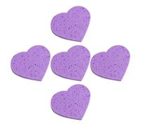 ibasenice 5 Pezzi di Spugne per Rimozione Trucco a Forma di Cuore, Morbide e Riutilizzabili per Pelle Sensibile, Esfolianti e Massaggianti, Colore Viola Vibrante