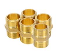 ibasenice 5 Pezzi Raccordi in Ottone Maschio-maschio per Tubo Rame Connettori Diritti Resistenti Alta Pressione per Collegamento Acqua Giardino