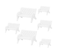ibasenice 6 Pezzi posti a sedere nel mini parco Panca in miniatura per una casa delle bambole mini giocattolo per mobili da giardino mini sedie mini sedia pp bianca