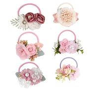 ibasenice 6pezzi Elastici Per Con Fiori Accessori Per Bambine Per Acconciature Di Compleanno e Feste Confezione Colorata e Morbida