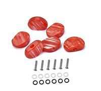 ibasenice 6pezzi Piroli Per Chitarra Meccaniche Vintage Piroli Di Accordatura in Metallo Robusto Bottoni in Acrilico Rosso Ricambio Per Meccaniche Chitarra Acustica Ghiere Bianche e Nere Vit