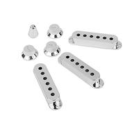 ibasenice 7pezzi Copri Pickup per Chitarra e Manopole in Argento Cromato Copri Pickup Single Coil Manopola del Volume Manopole del Tono Puntale Selettore